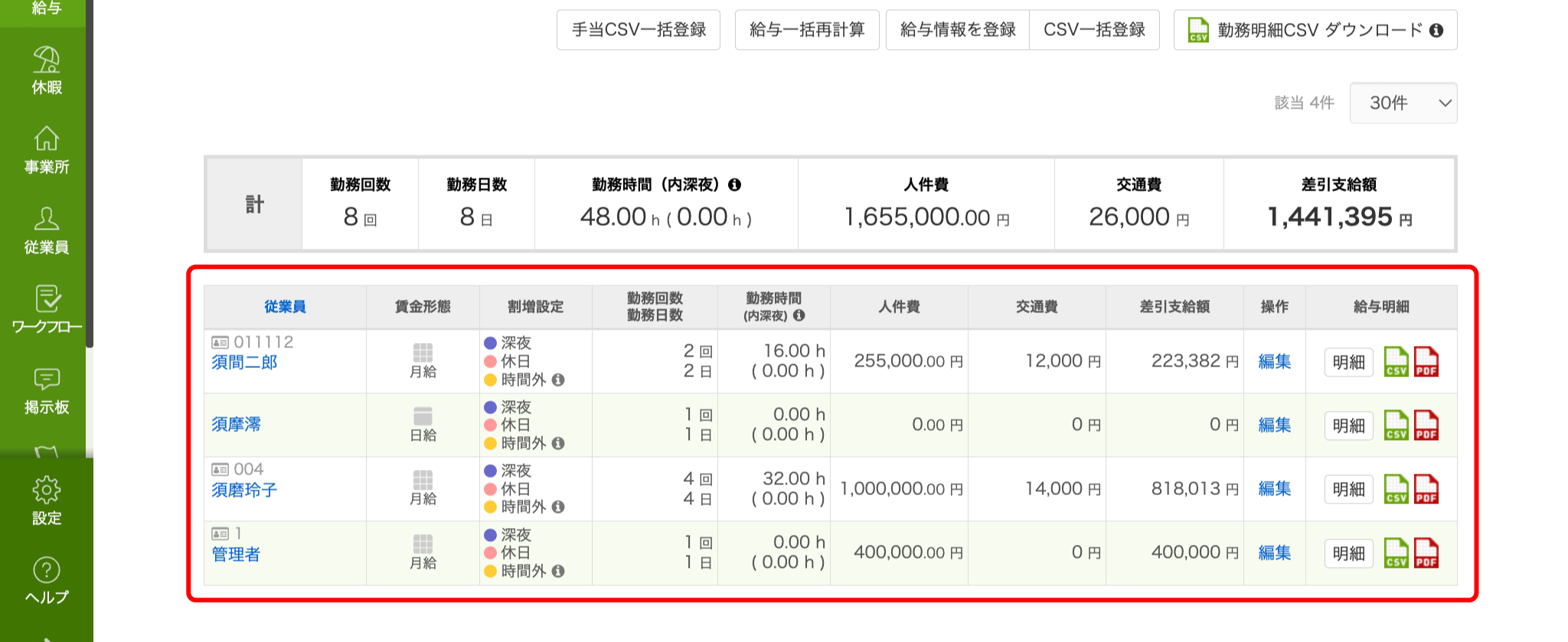 従業員の管理画面に給与明細を表示させないよう設定する – スマレジ